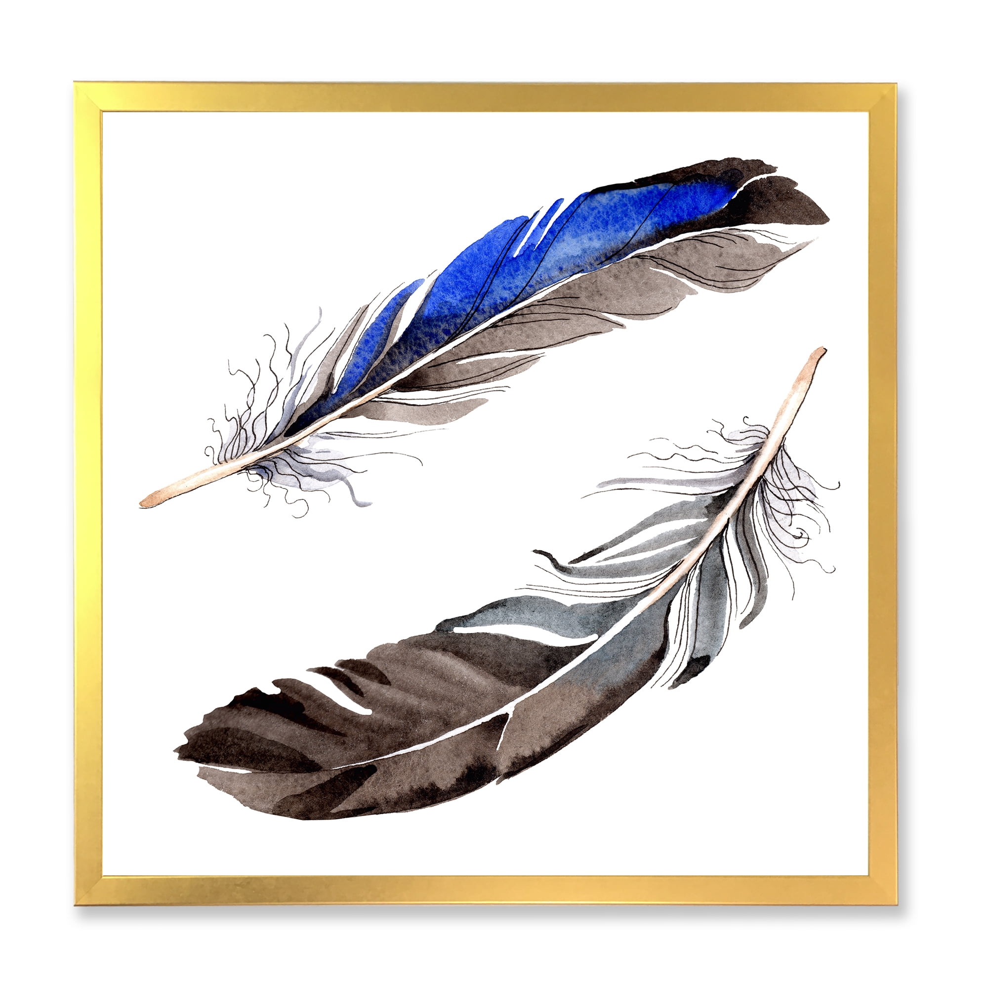 Designart 'Colourful Boho Art Feathers III' Bohemian & Eclectic Framed Art Print