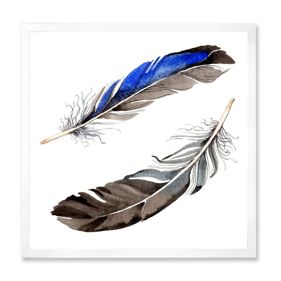 Designart 'Colourful Boho Art Feathers III' Bohemian & Eclectic Framed Art Print