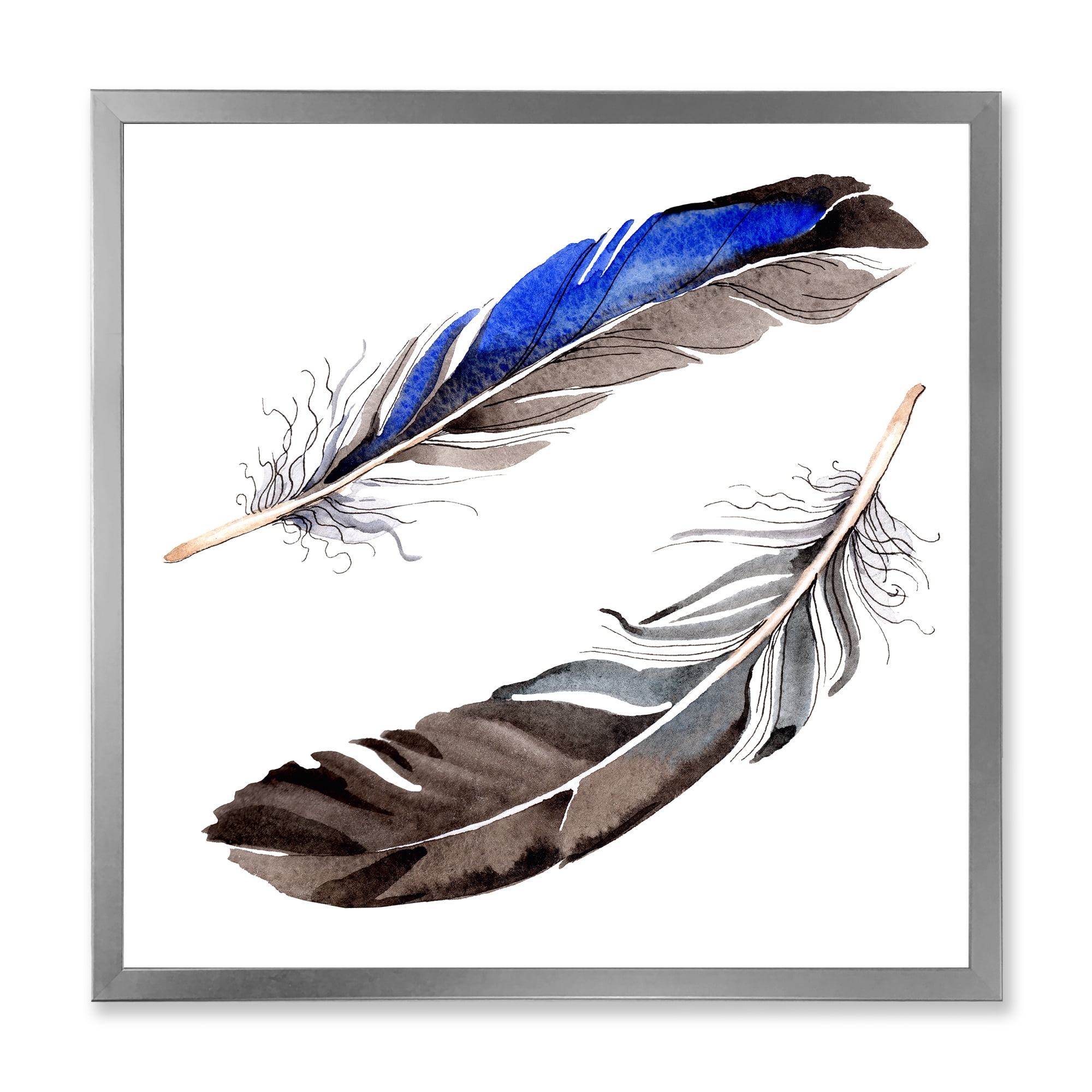 Designart 'Colourful Boho Art Feathers III' Bohemian & Eclectic Framed Art Print