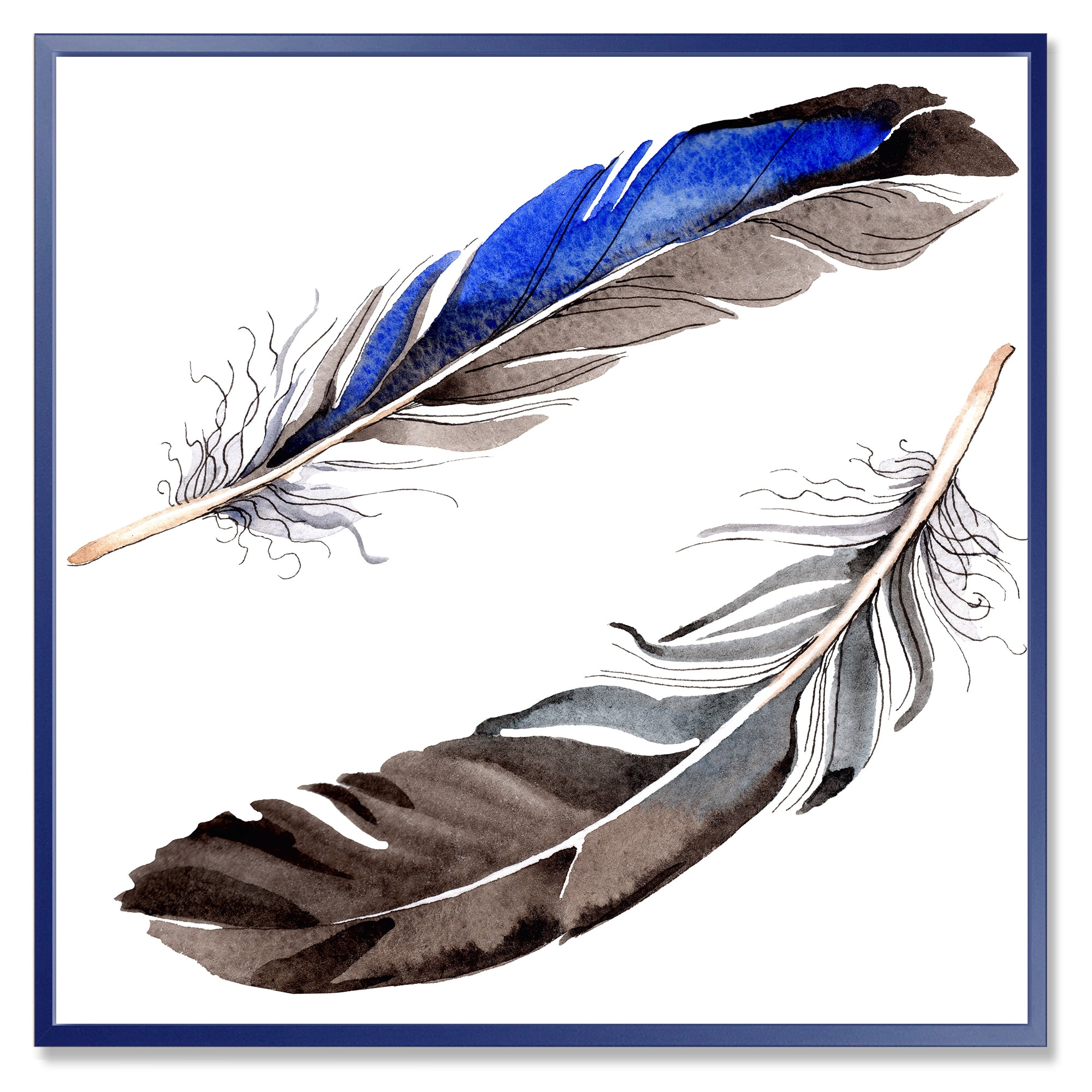 Designart 'Colourful Boho Art Feathers III' Bohemian & Eclectic Framed Canvas Wall Art Print