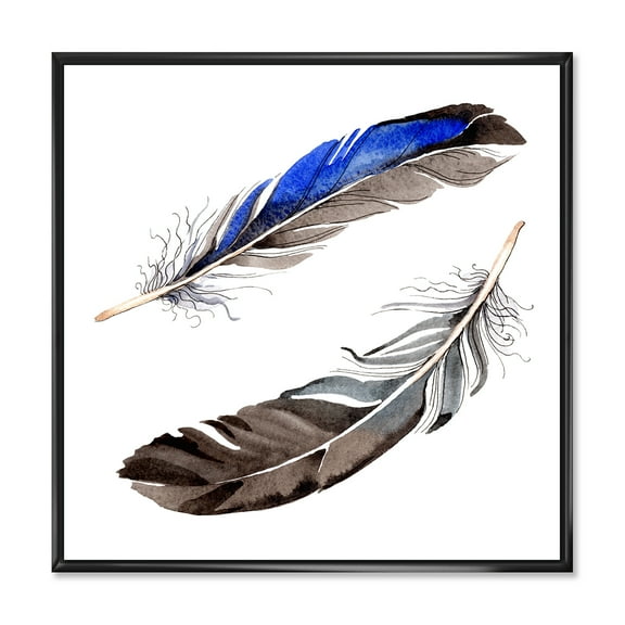 Designart 'Colourful Boho Art Feathers III' Bohemian & Eclectic Framed Canvas Wall Art Print