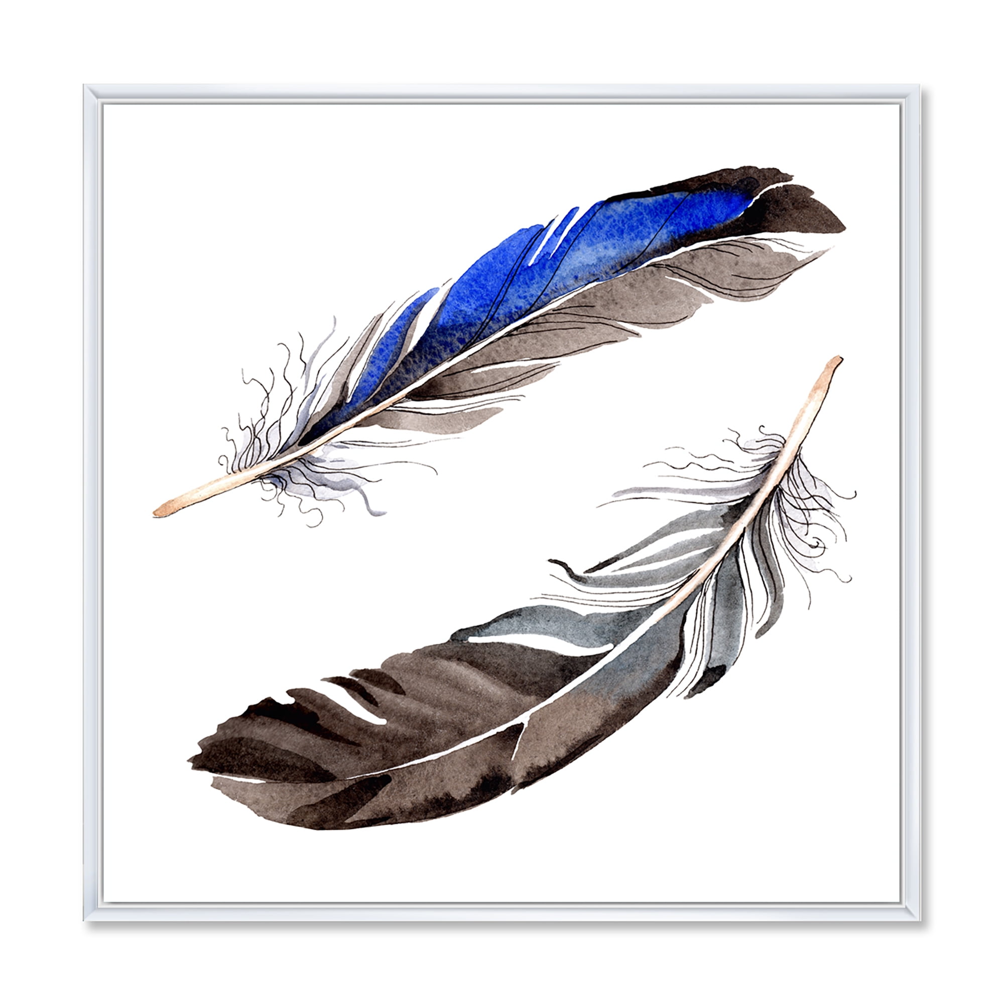 Designart 'Colourful Boho Art Feathers III' Bohemian & Eclectic Framed Canvas Wall Art Print