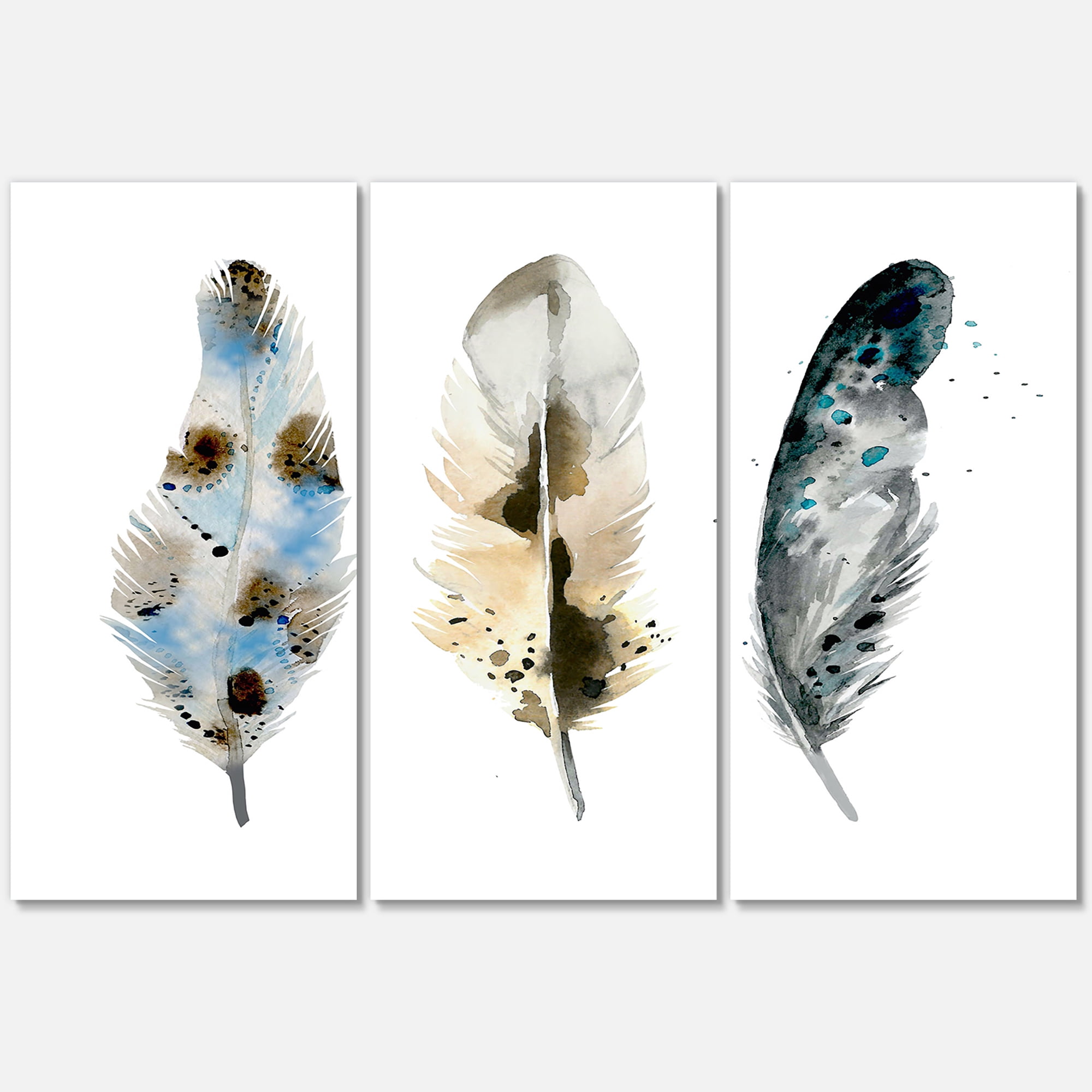 Designart ' Colourful Boho Art Feathers V ' Bohemian & Eclectic Canvas Wall Art Print