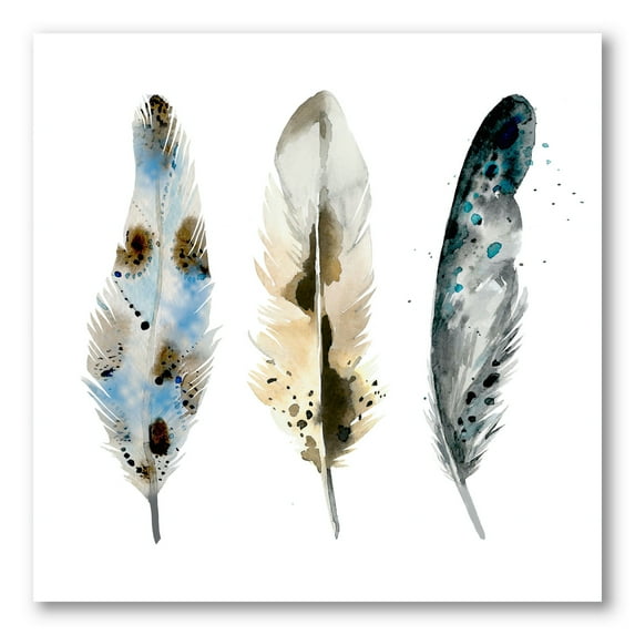 Designart ' Colourful Boho Art Feathers V ' Bohemian & Eclectic Canvas Wall Art Print