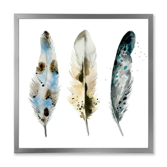 Designart 'Colourful Boho Art Feathers V' Bohemian & Eclectic Framed Art Print