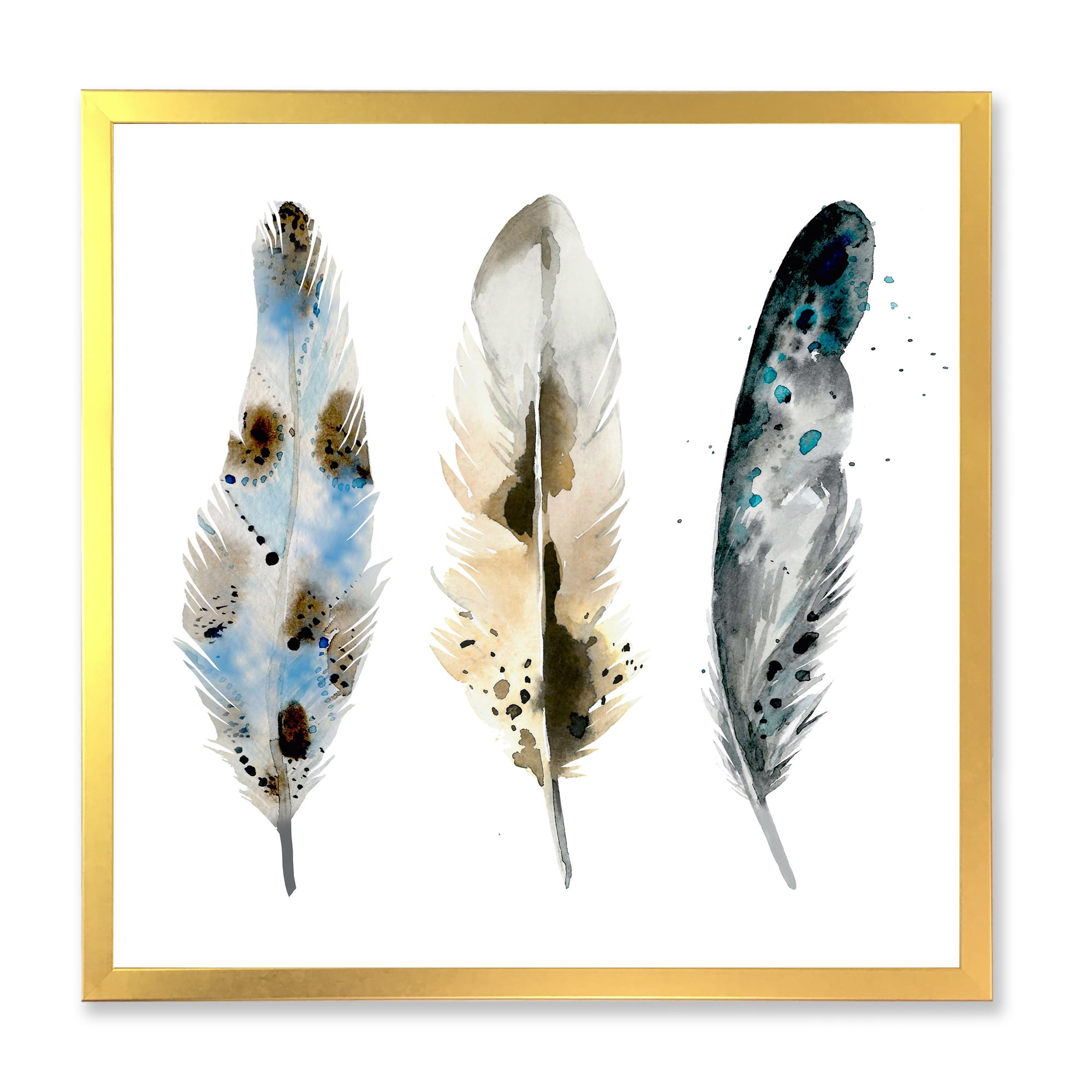 Designart 'Colourful Boho Art Feathers V' Bohemian & Eclectic Framed Art Print