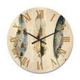 thumbnail image 1 of Designart 'Colourful Boho Art Feathers V' Bohemian & Eclectic Wood Wall Clock, 1 of 5