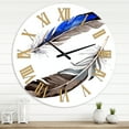 thumbnail image 1 of Designart 'Colourful Boho Feathers Iii' Bohemian & Eclectic Wall Clock, 1 of 1