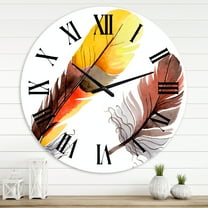 Designart 'Colourful Boho Feathers Iv' Bohemian & Eclectic Wall Clock