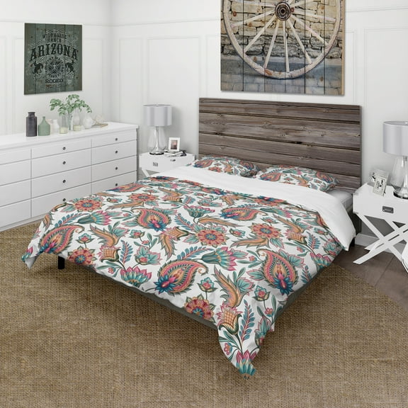 Designart 'Colourful Floral Paislery' Floral Duvet Cover Set