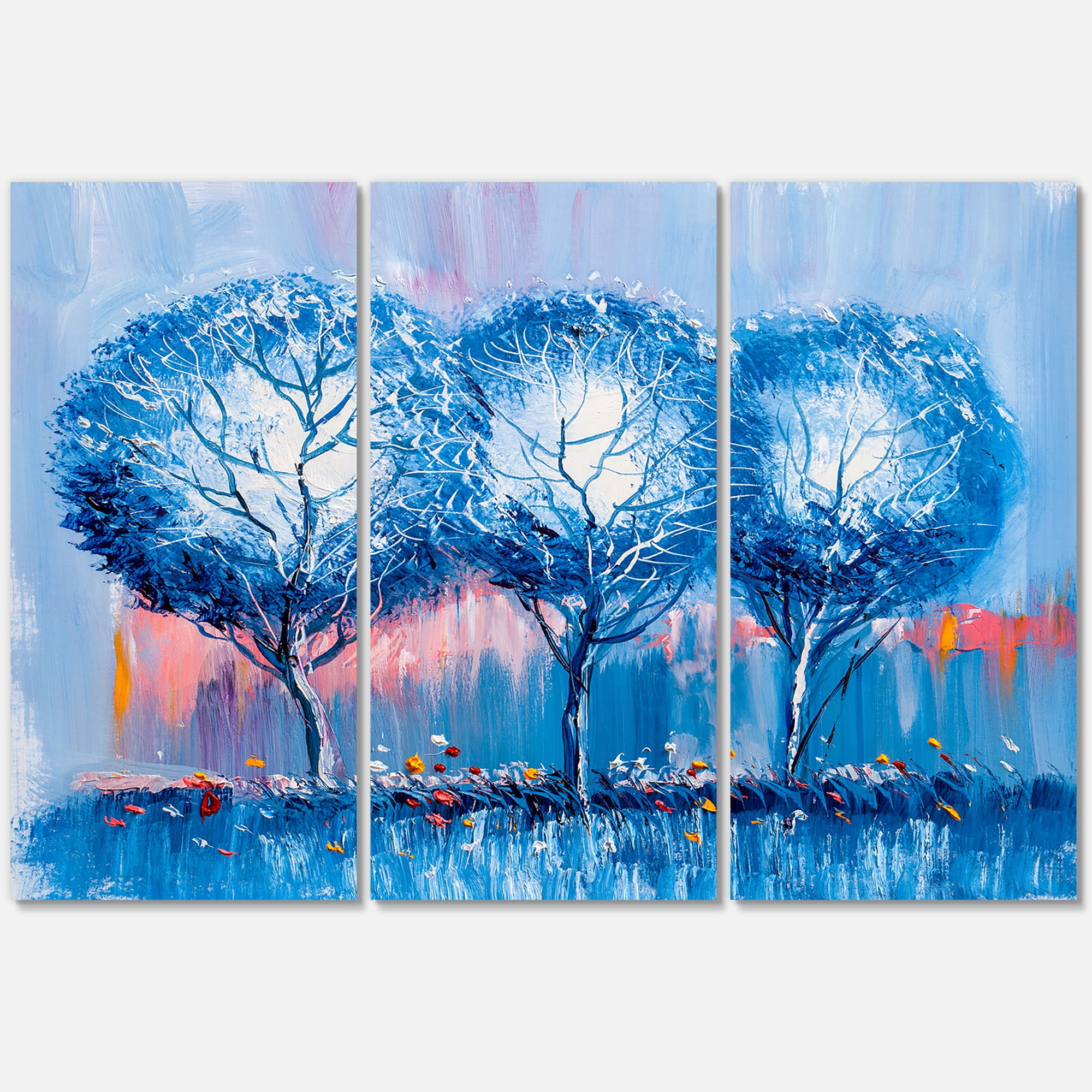 Designart ' Colourful Landscape Trees Impressionist III ' Modern Canvas Wall Art Print