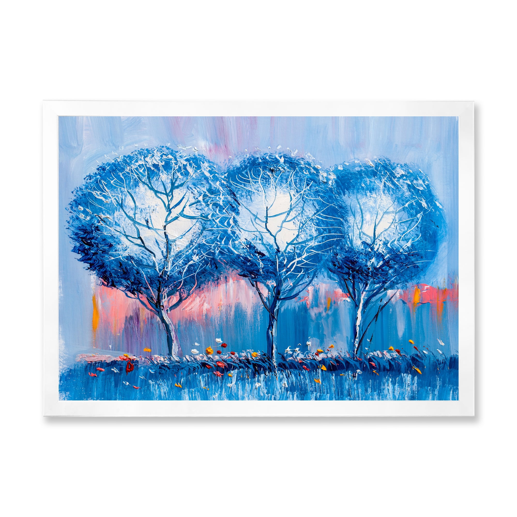 Designart 'Colourful Landscape Trees Impressionist III' Modern Framed Art Print