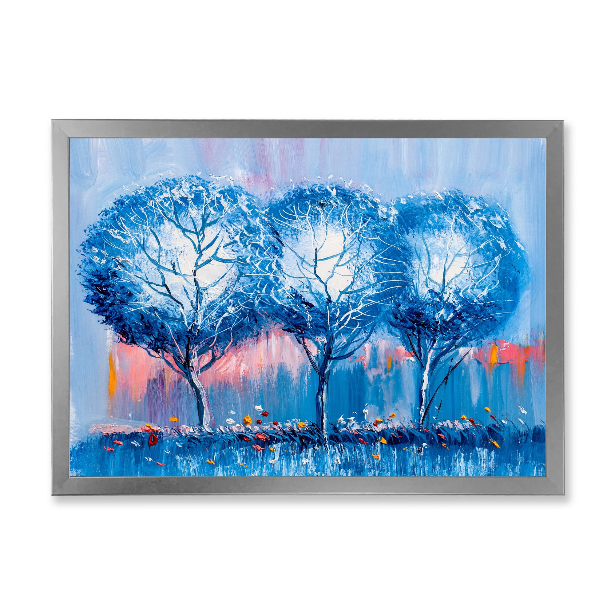 Designart 'Colourful Landscape Trees Impressionist III' Modern Framed Art Print
