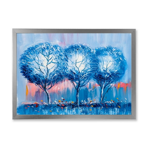 Designart 'Colourful Landscape Trees Impressionist III' Modern Framed Art Print