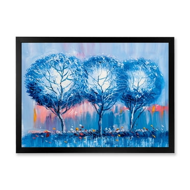 Designart 'Colourful Landscape Trees Impressionist III' Modern Framed Art Print