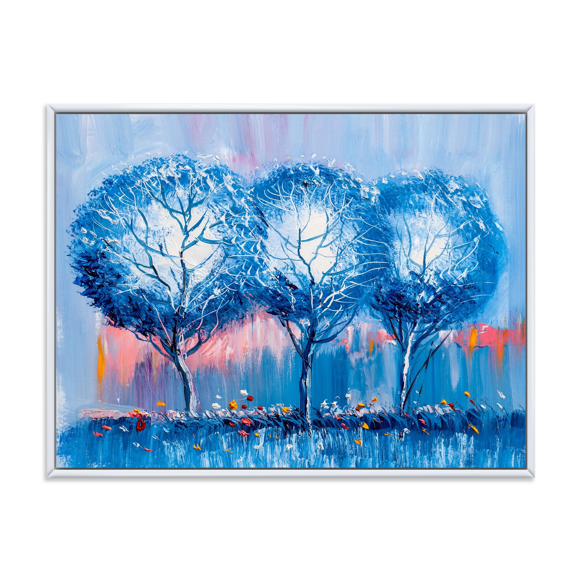 Designart 'Colourful Landscape Trees Impressionist III' Modern Framed Canvas Wall Art Print