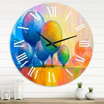 Designart 'Colourful Ornamental Trees Vii' Modern Wall Clock