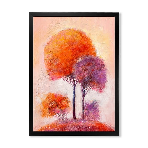 Designart 'Colourful Trees Abtract Impression I' Traditional Framed Art Print