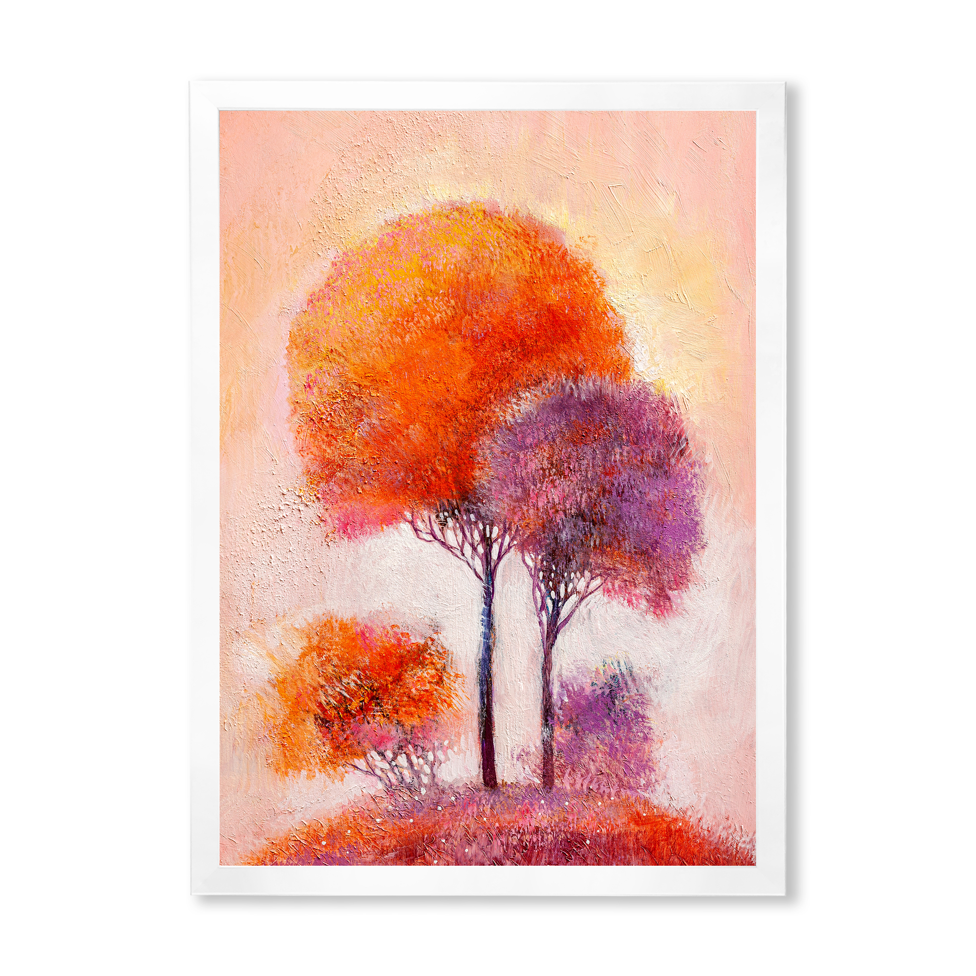 Designart 'Colourful Trees Abtract Impression I' Traditional Framed Art Print
