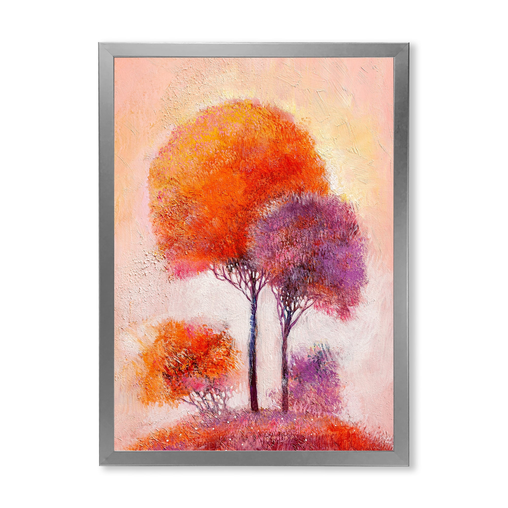 Designart 'Colourful Trees Abtract Impression I' Traditional Framed Art Print