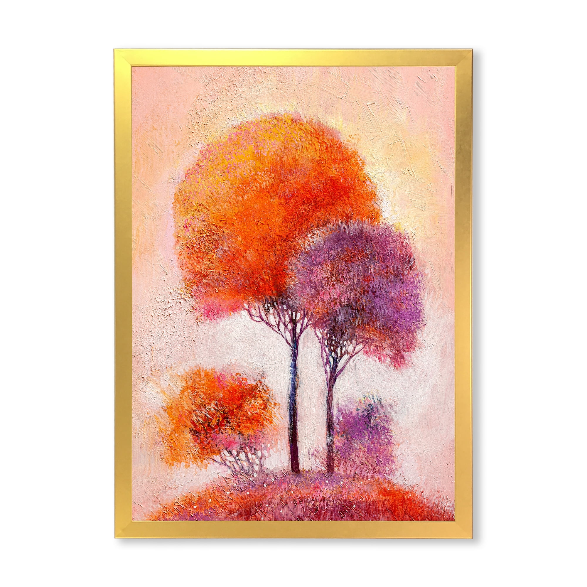 Designart 'Colourful Trees Abtract Impression I' Traditional Framed Art Print