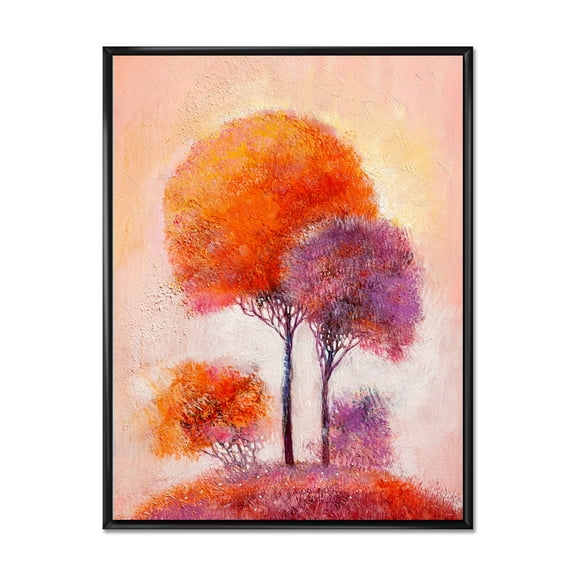 Designart 'Colourful Trees Abtract Impression I' Traditional Framed Canvas Wall Art Print