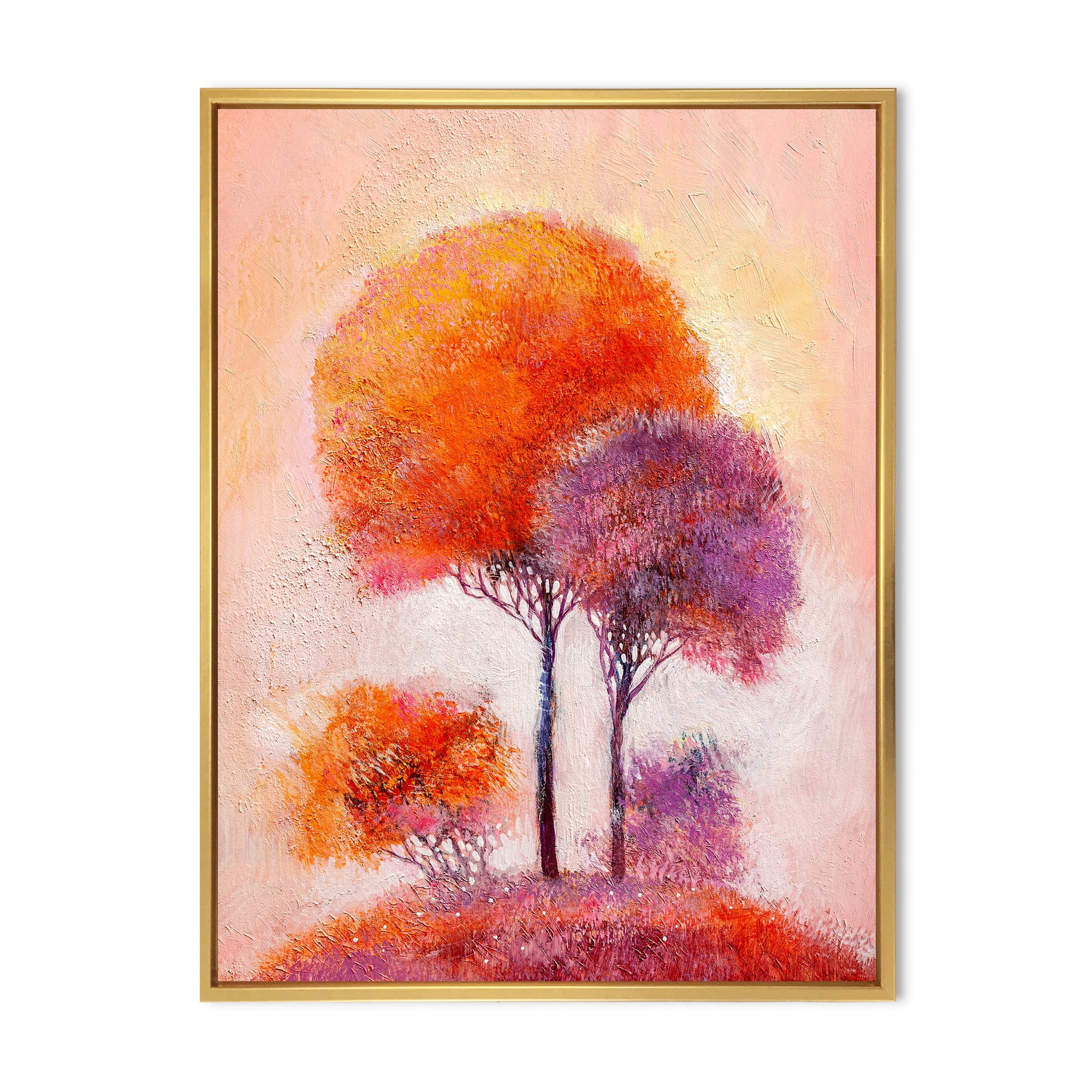 Designart 'Colourful Trees Abtract Impression I' Traditional Framed Canvas Wall Art Print
