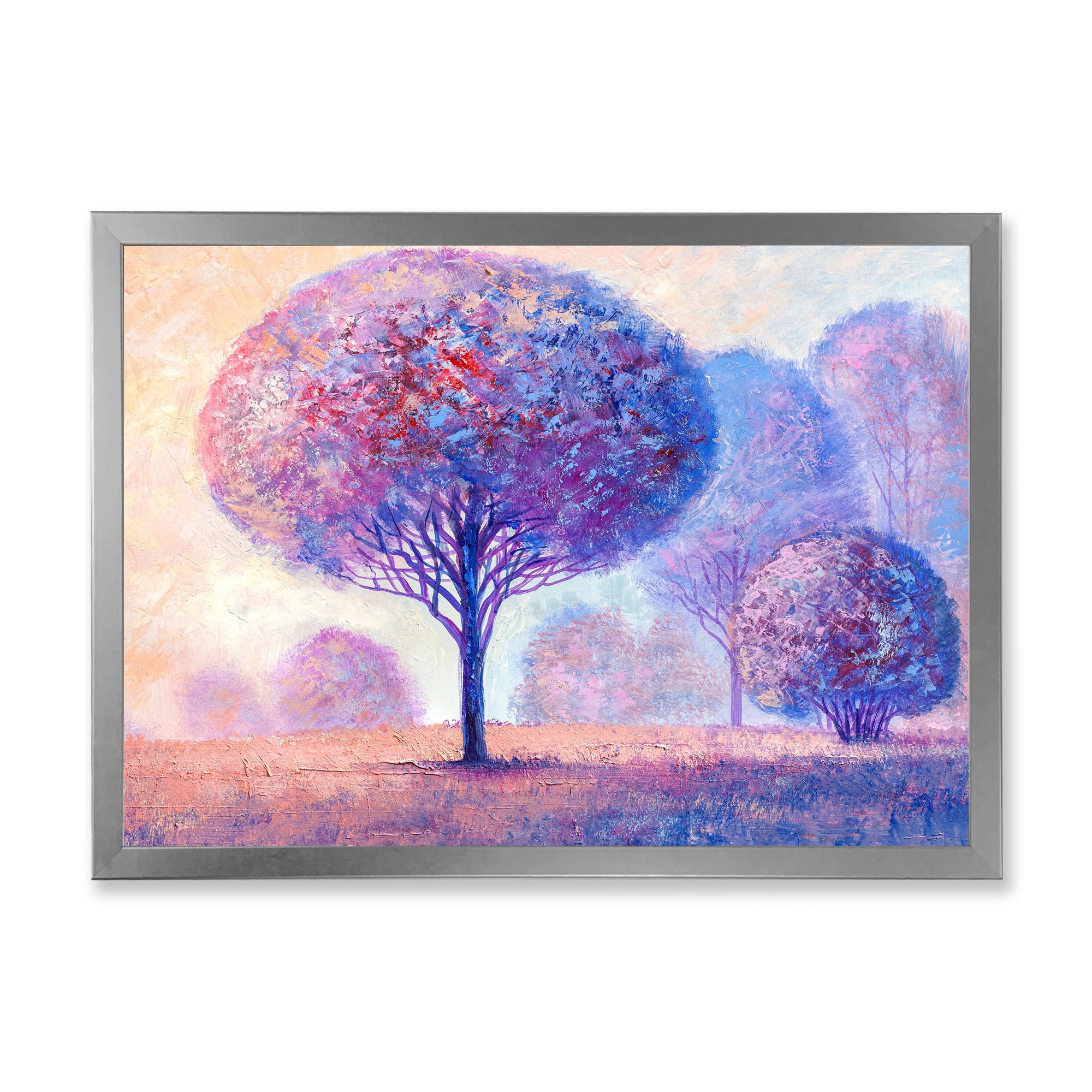 Designart 'Colourful Trees Abtract Impression II' Traditional Framed Art Print