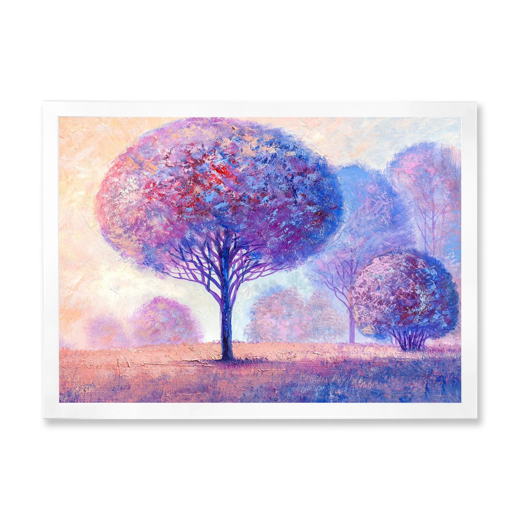 Designart 'Colourful Trees Abtract Impression II' Traditional Framed Art Print