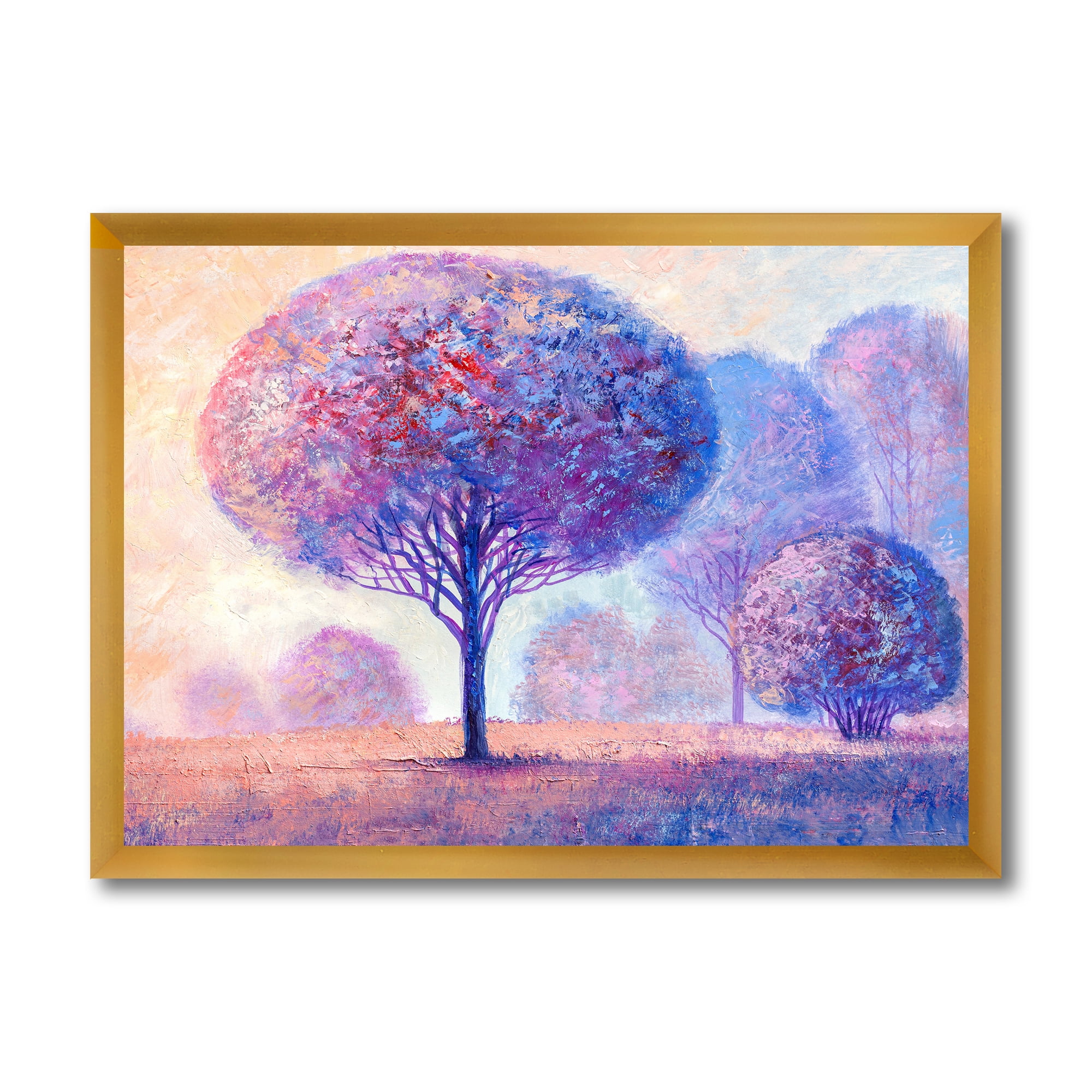 Designart 'Colourful Trees Abtract Impression II' Traditional Framed Art Print