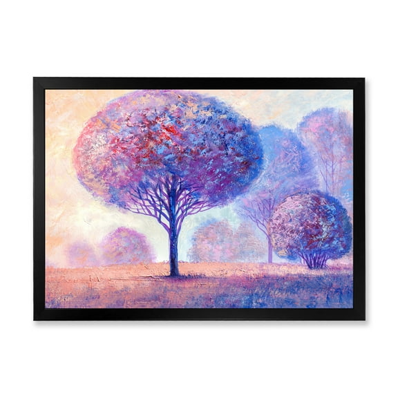 Designart 'Colourful Trees Abtract Impression II' Traditional Framed Art Print