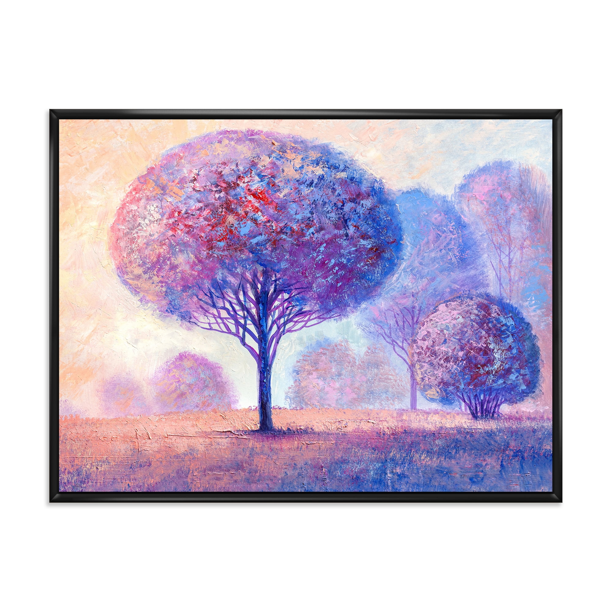 Designart 'Colourful Trees Abtract Impression II' Traditional Framed Canvas Wall Art Print