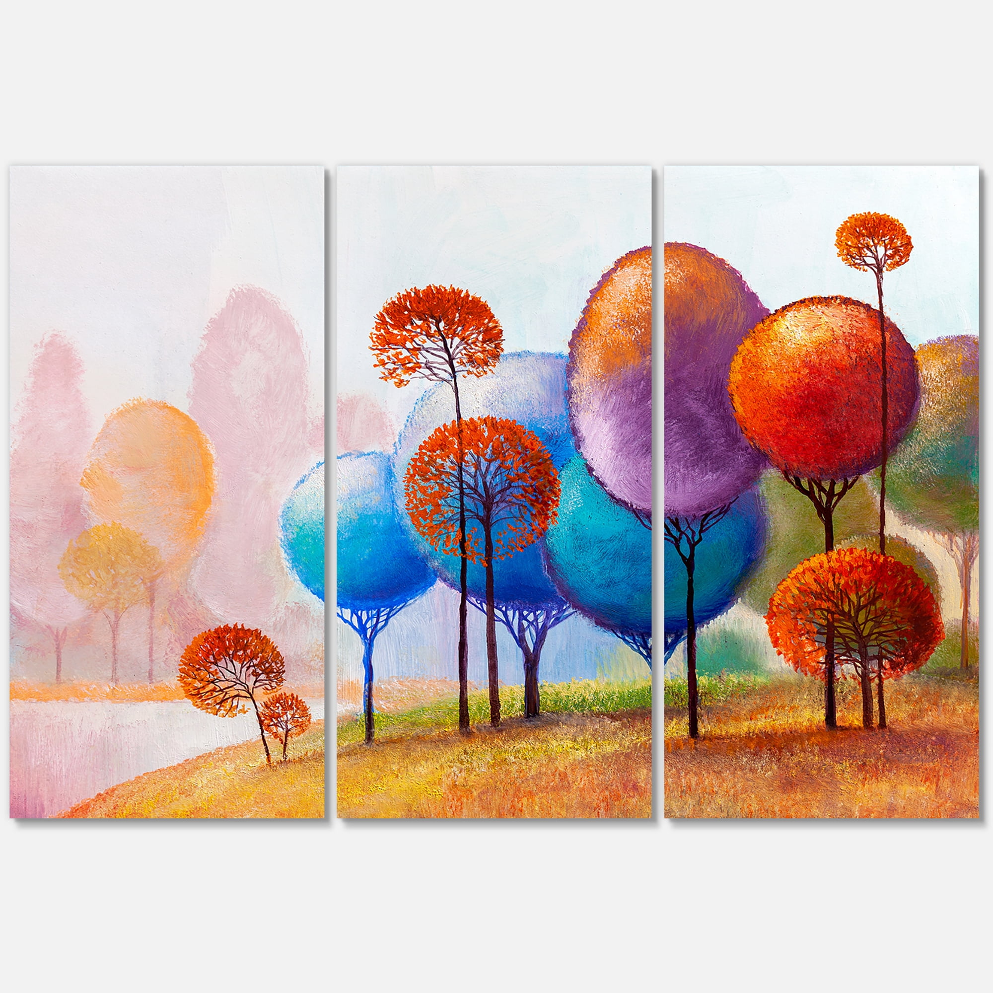 Designart ' Colourful Trees Abtract Impression III ' Traditional Canvas Wall Art Print