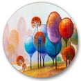 thumbnail image 1 of Designart 'Colourful Trees Abtract Impression III' Traditional Circle Metal Wall Art 11x11 - Disc of 11, 1 of 5