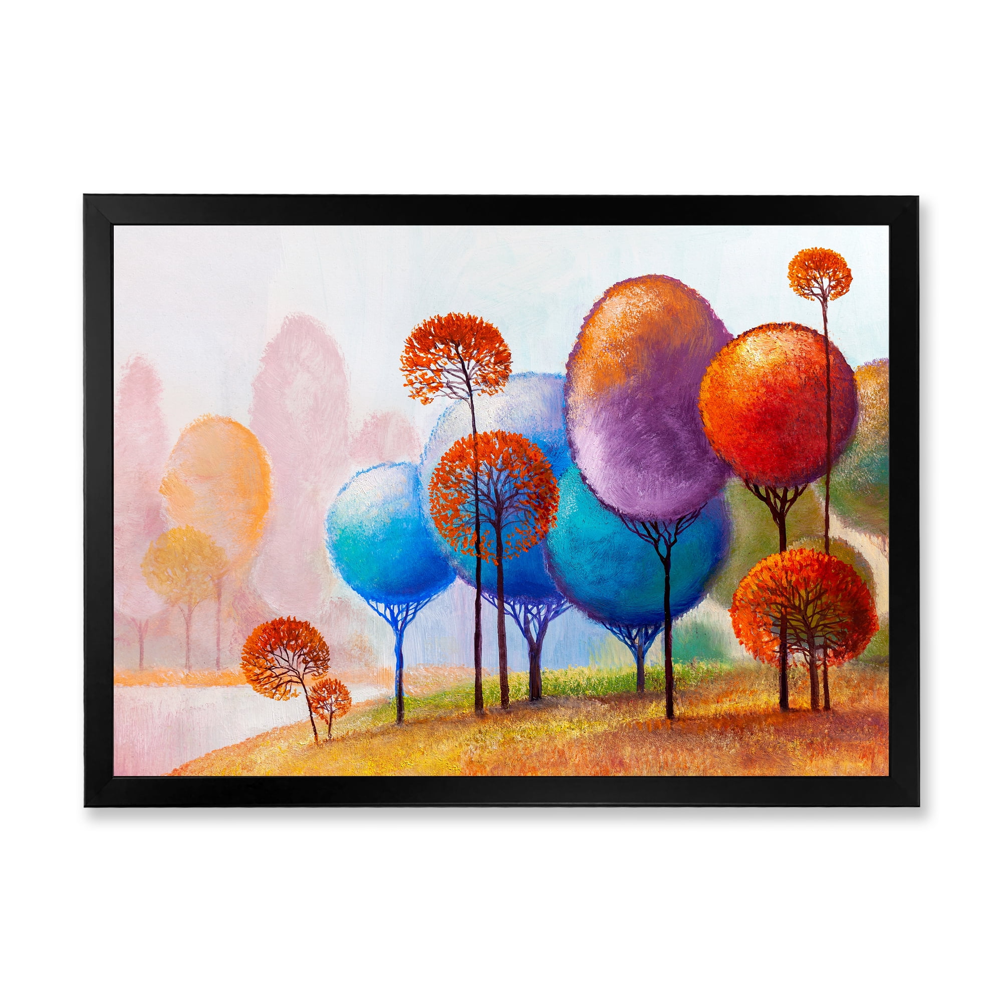 Designart 'Colourful Trees Abtract Impression III' Traditional Framed Art Print