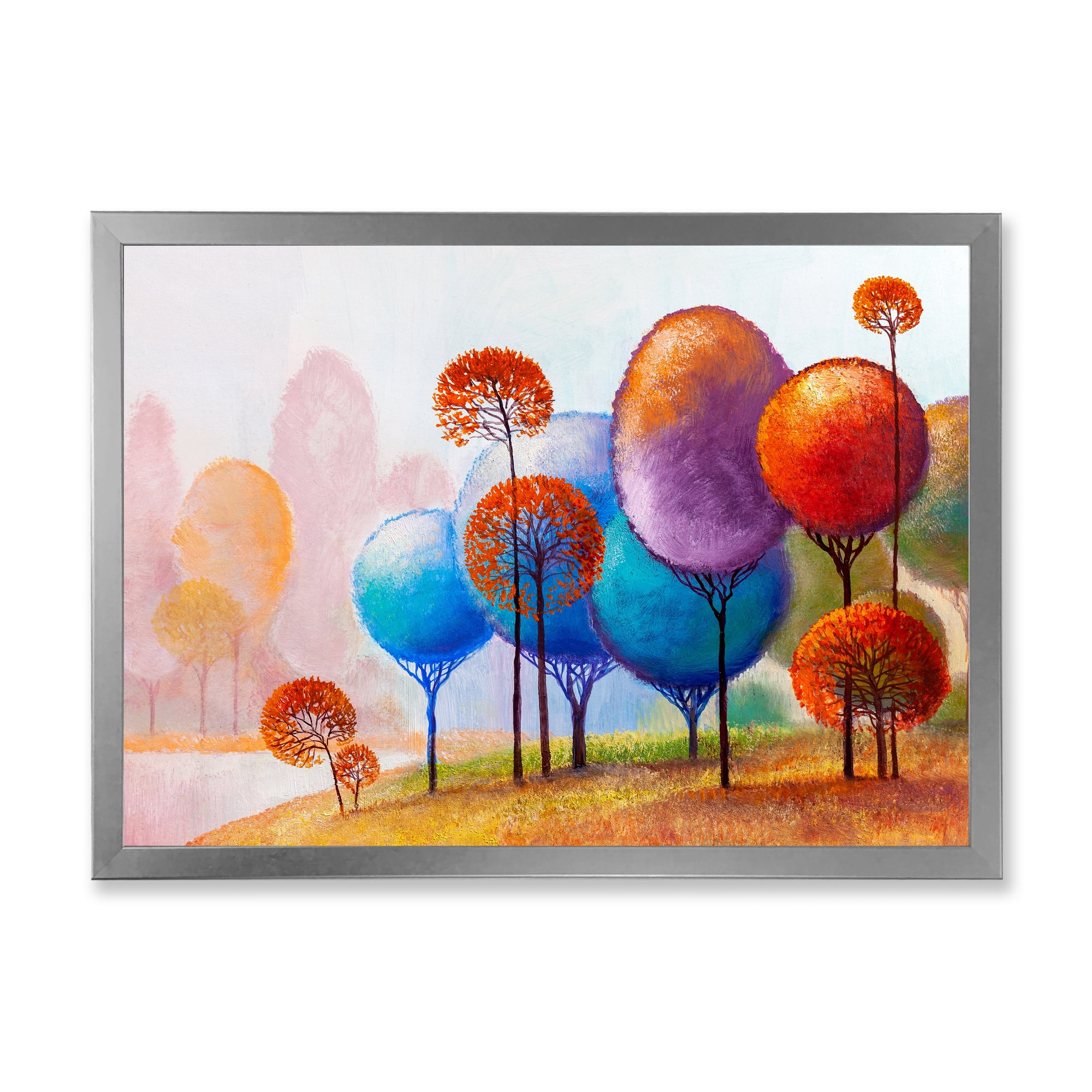 Designart 'Colourful Trees Abtract Impression III' Traditional Framed Art Print