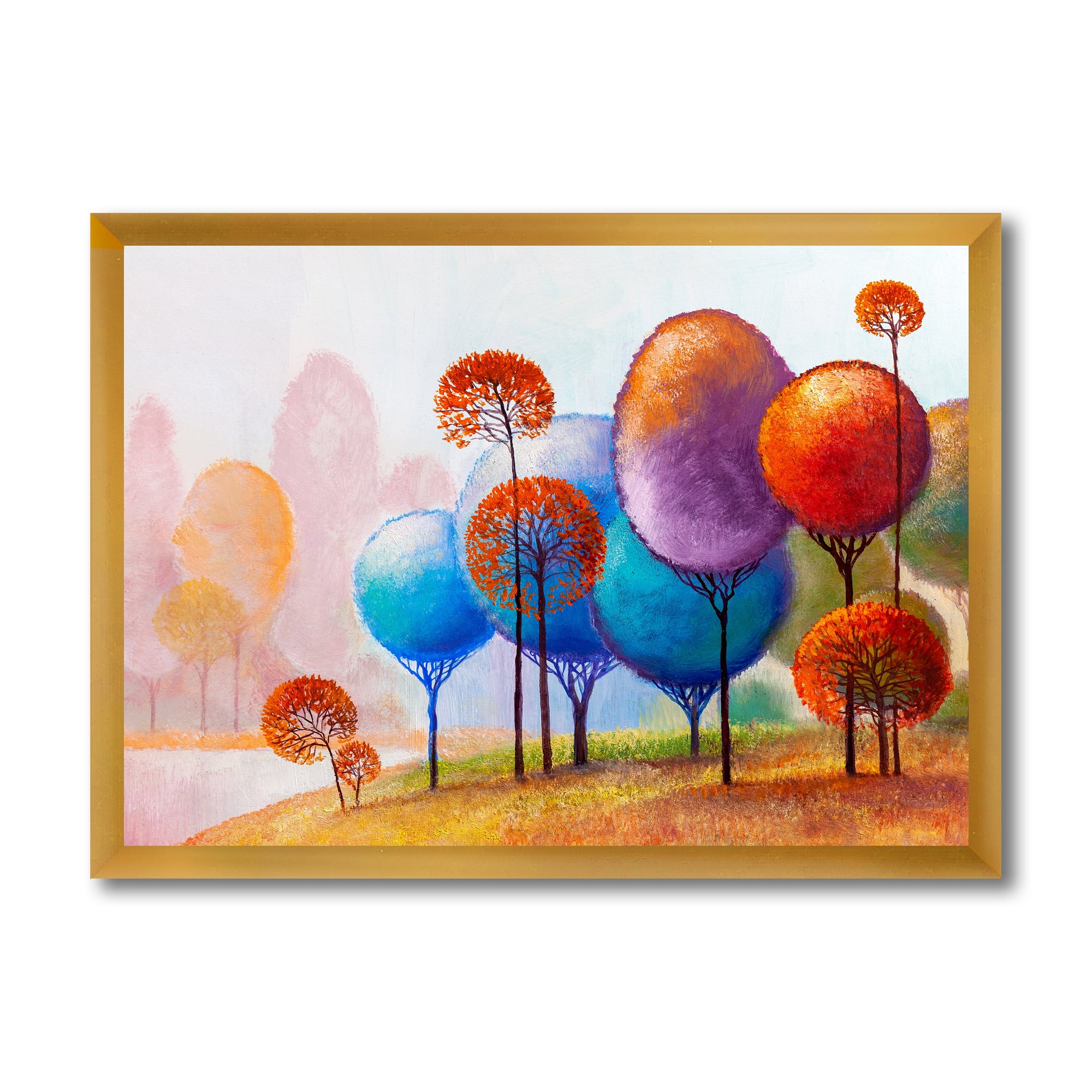 Designart 'Colourful Trees Abtract Impression III' Traditional Framed Art Print