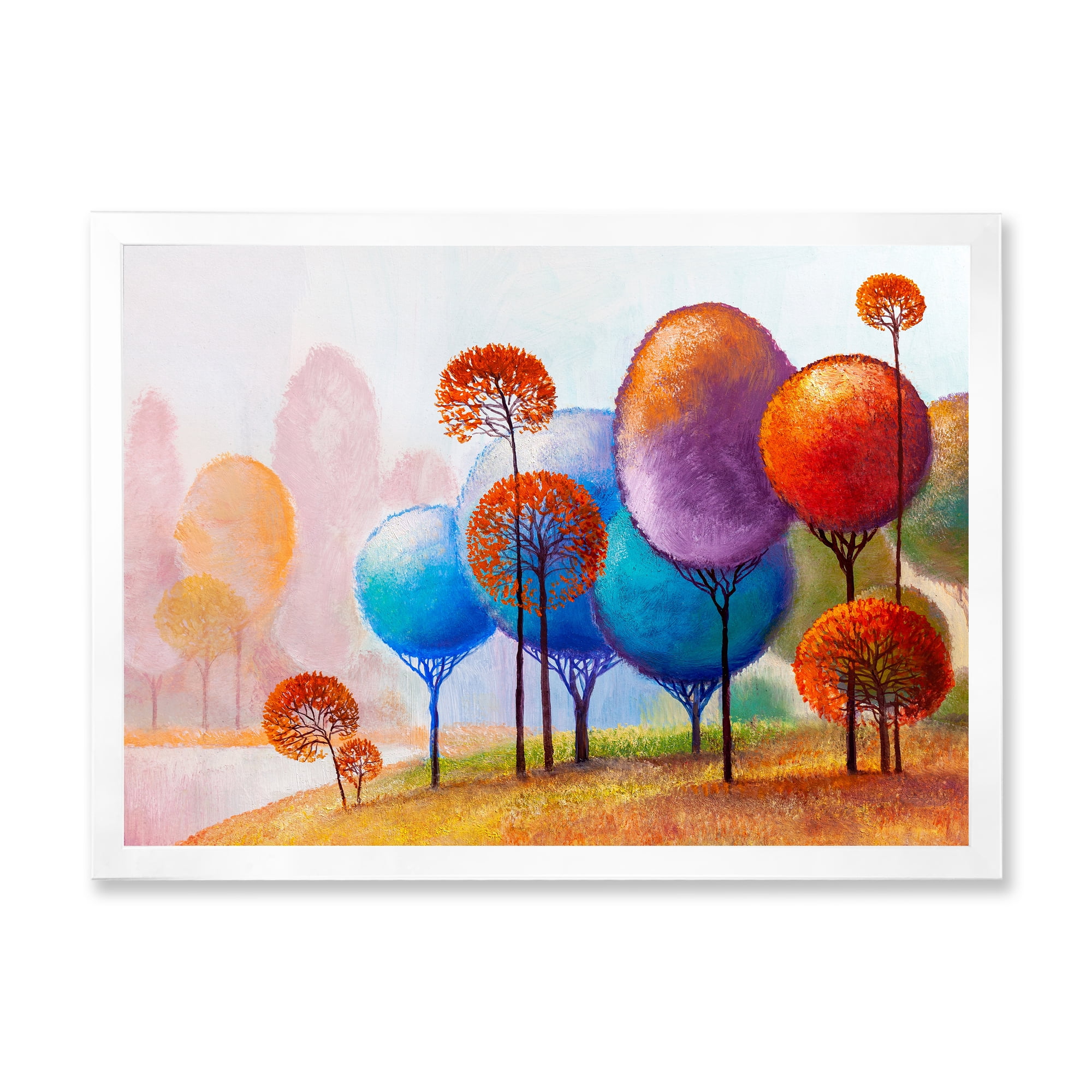 Designart 'Colourful Trees Abtract Impression III' Traditional Framed Art Print