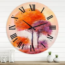 Designart 'Colourful Trees Impression I' Traditional Wall Clock