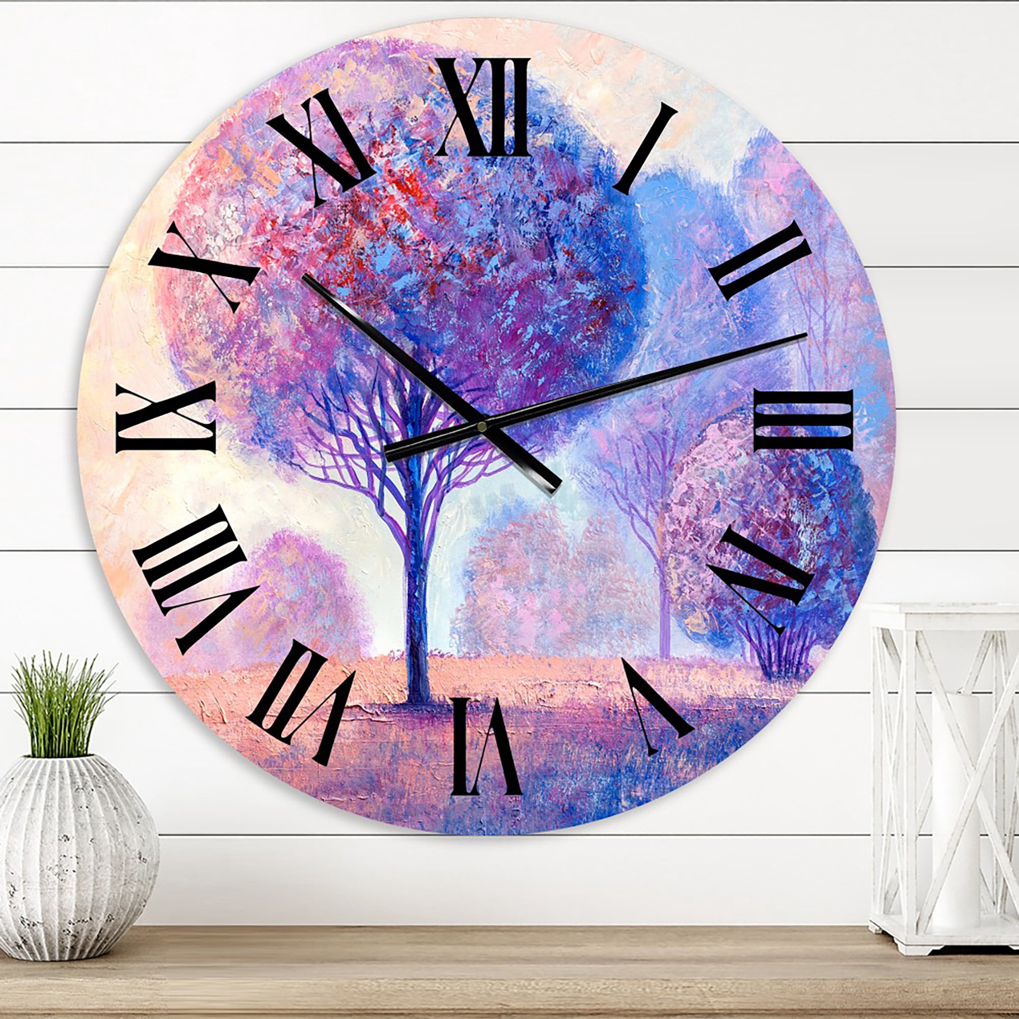 Designart 'Colourful Trees Impression Ii' Traditional Wall Clock