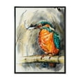 thumbnail image 1 of Designart 'Common Kingfisher On Branch Eating A Small Fish' Traditional Framed Canvas Wall Art Print, 1 of 5