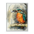 thumbnail image 1 of Designart 'Common Kingfisher On Branch Eating A Small Fish' Traditional Framed Canvas Wall Art Print, 1 of 5