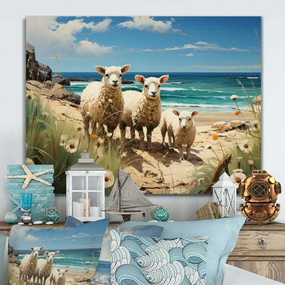 Designart "Companionship by the Coastal Port" Animals Metal Wall Art