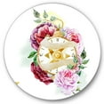 thumbnail image 1 of Designart 'Compass Among Flowers' Traditional Circle Metal Wall Art 23x23 - Disc of 23, 1 of 5