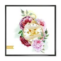 Designart 'Compass Among Flowers' Traditional Framed Canvas Wall Art Print