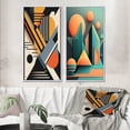 thumbnail image 1 of Designart "Composing Graphics with Retro Flair I" Modern Geometric Framed Wall Art Set Of 2 - Modern Blue Gallery Wall Frame Set For Home Decor, 1 of 6
