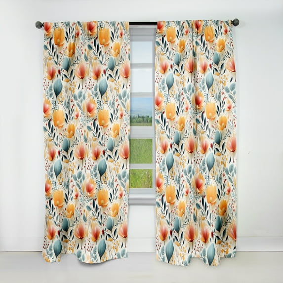 Designart "Composition Of Botanical Flowers In Pastel Colors III" Botanical Blackout Curtain Panels