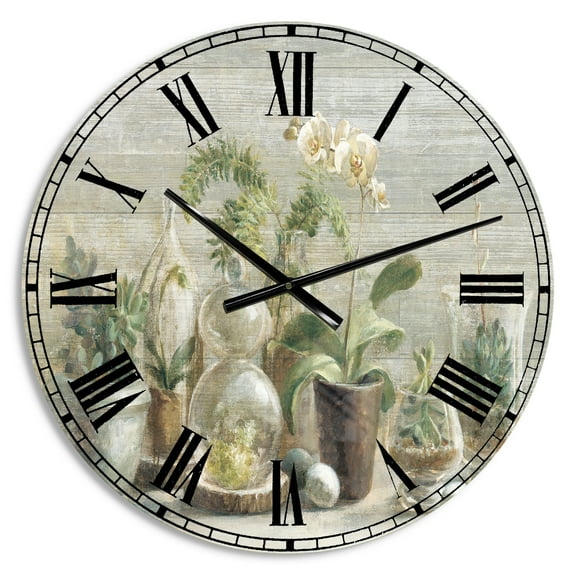Designart 'Composition of Orchids' Traditional wall clock