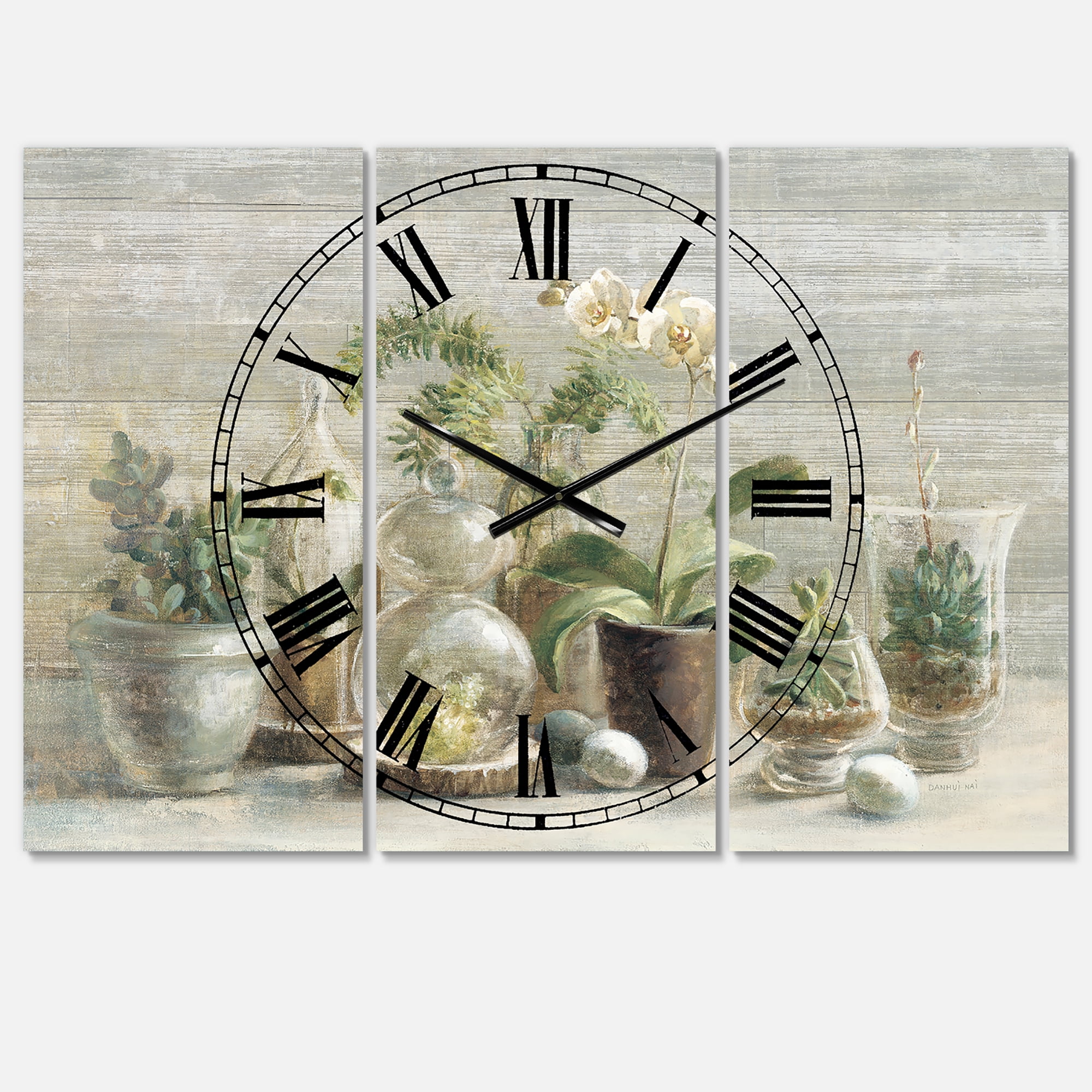 Designart 'Composition of Orchids' Traditional wall clock