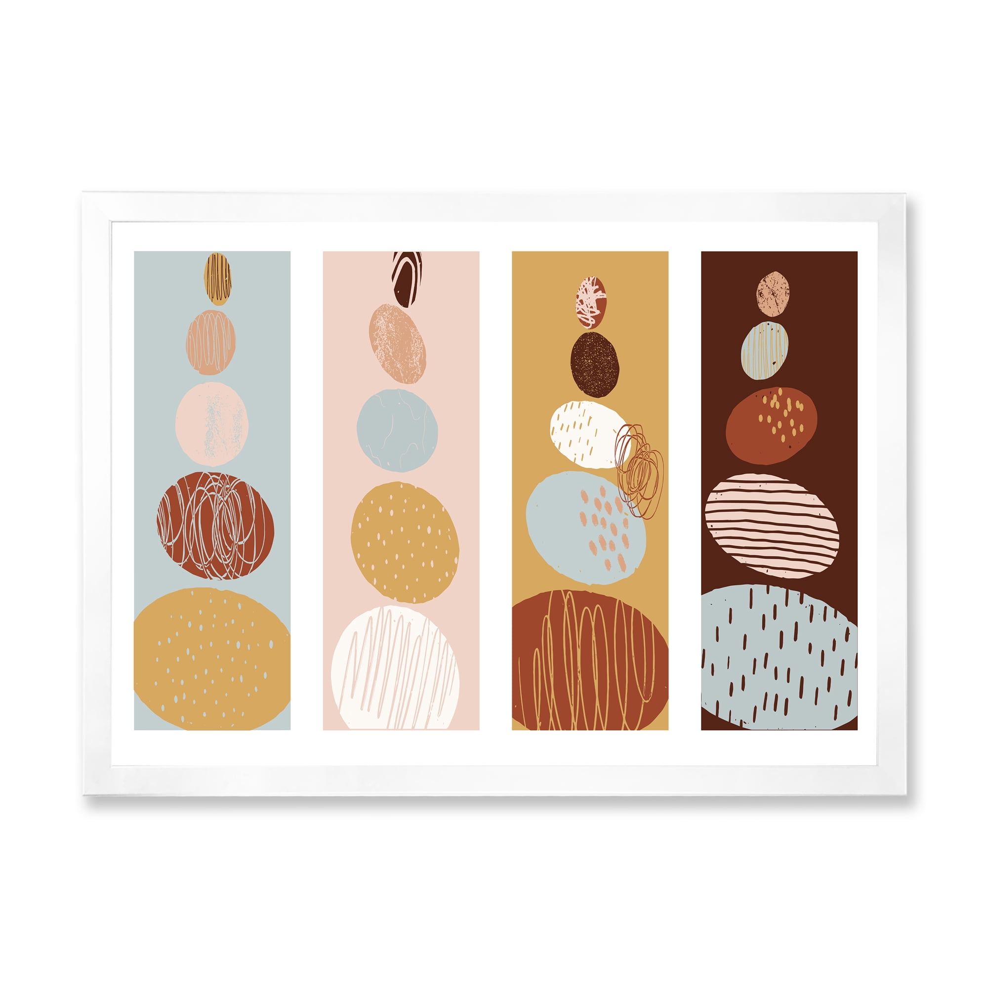 Designart 'Compostion Minimalistic of Organic Shaped Pebbles' Modern Framed Art Print